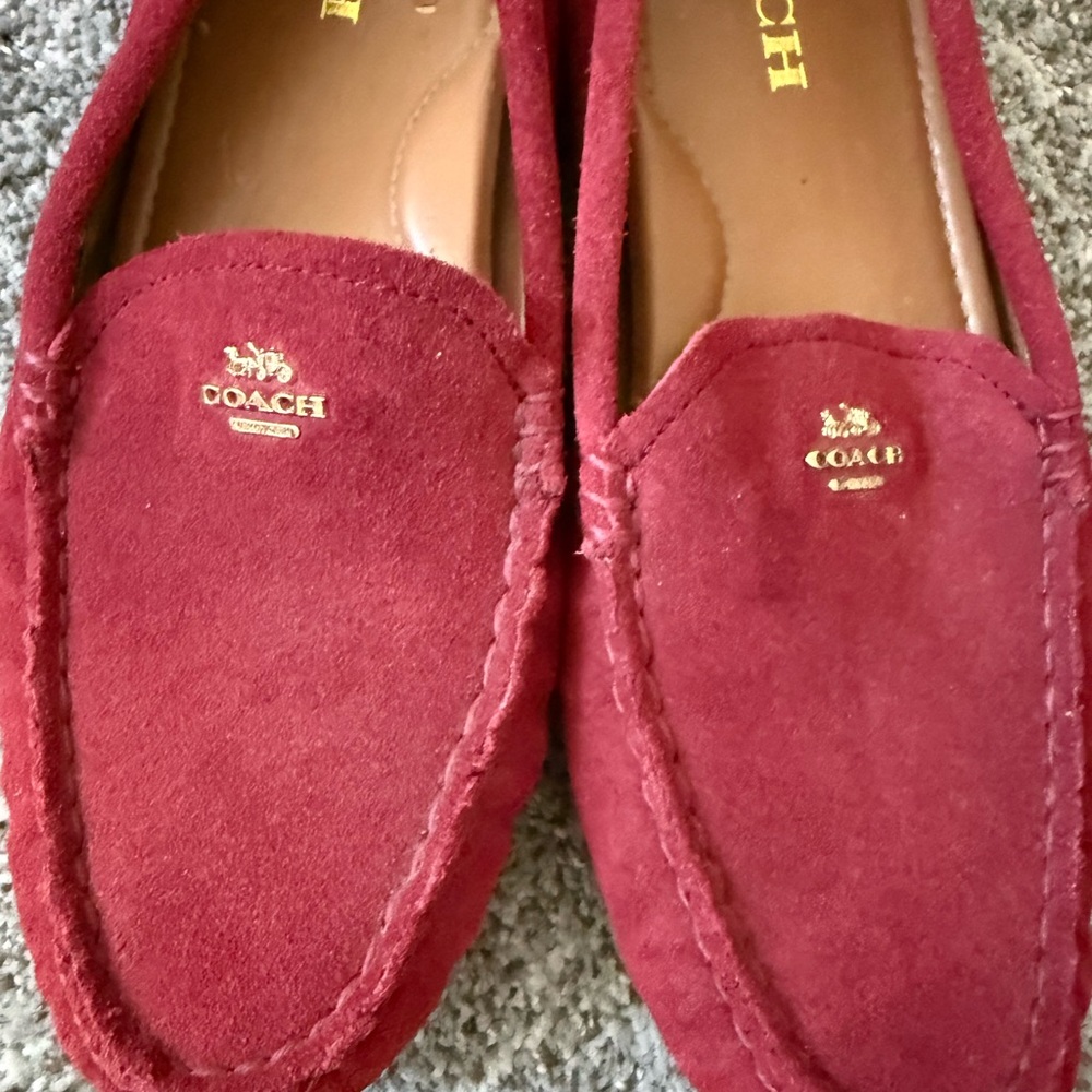 Coach Red Suede Moccasin Loafers women’s size 7 - Picture 2 of 9